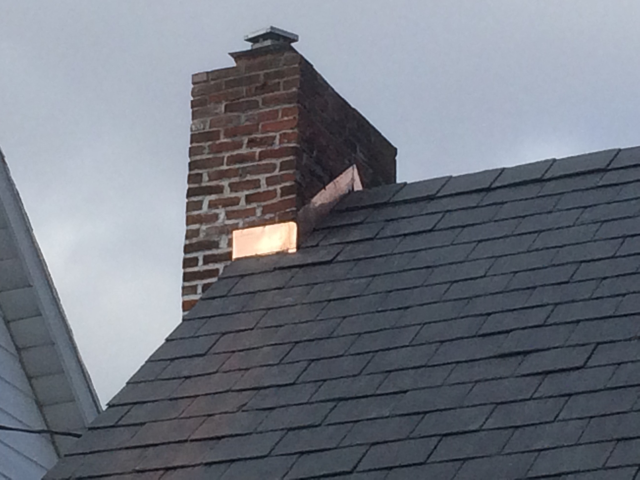 Copper flashing slate roof